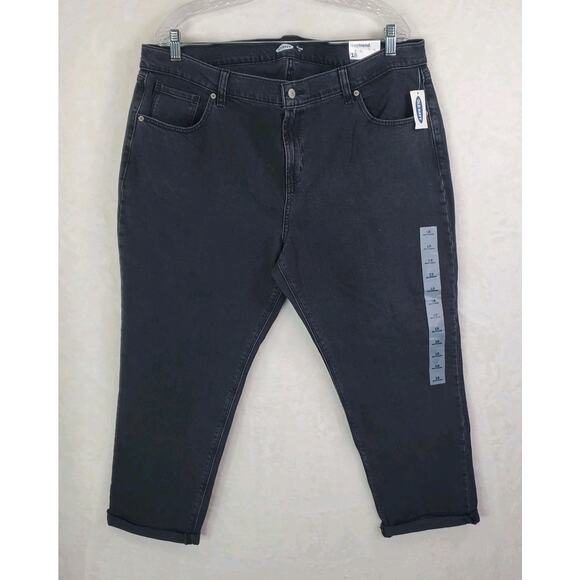 Old Navy Women’s Mid-Rise Boyfriend Straight Black Jeans Size 18 Stretch - Picture 1 of 8